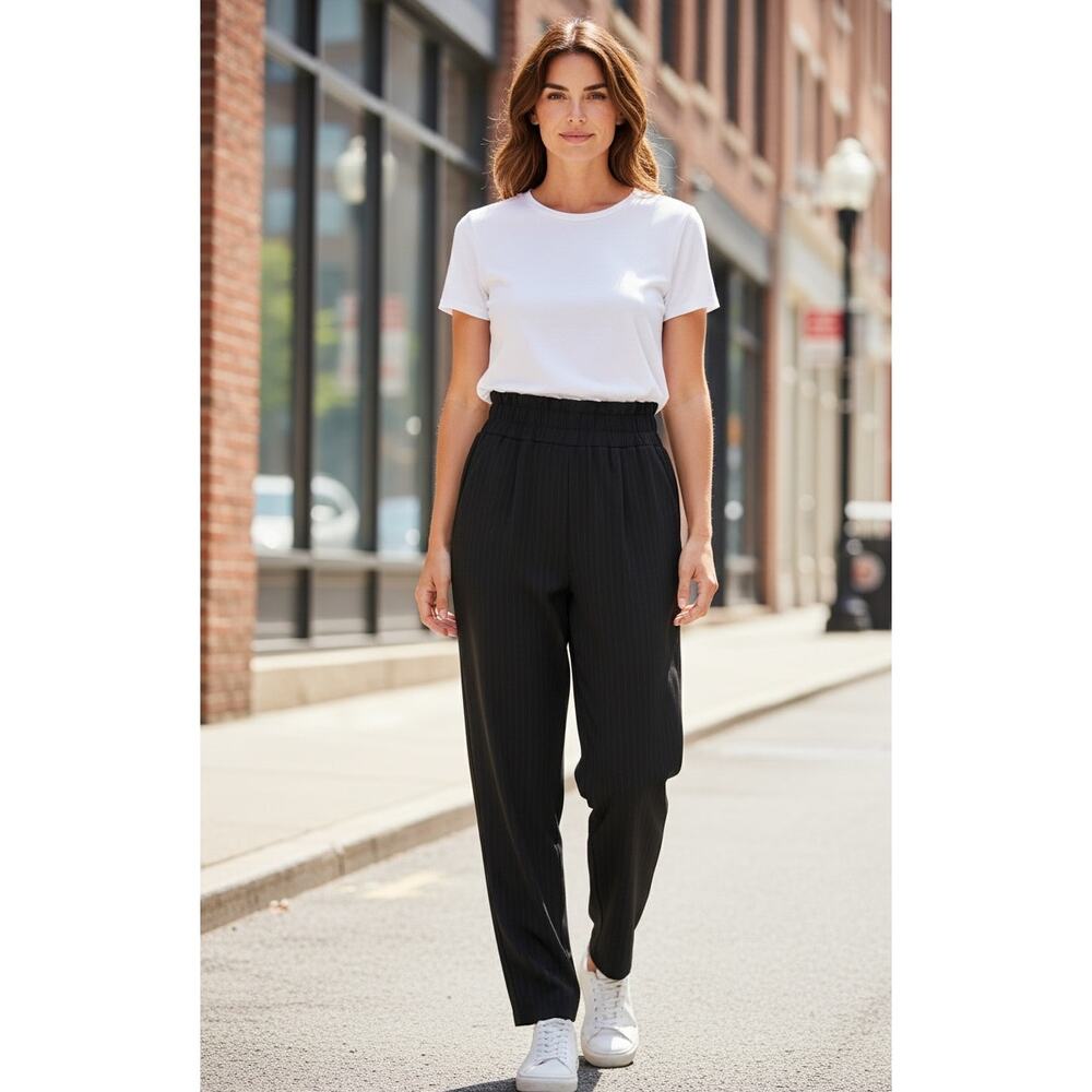 Helmut Lang Women’s Wool Pull On Pants Charcoal Size 0 Elastic Waist NWT $450